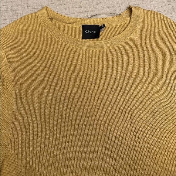 MICHELLE NICOLE CLICHE Sweater Womens Small Yellow Gold 3/4 Sleeves Tie Sleeves - Picture 9 of 11
